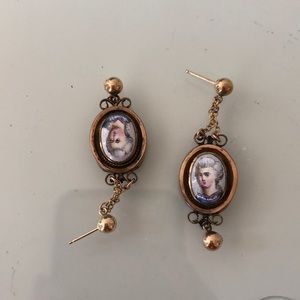 french vintage cameo earrings